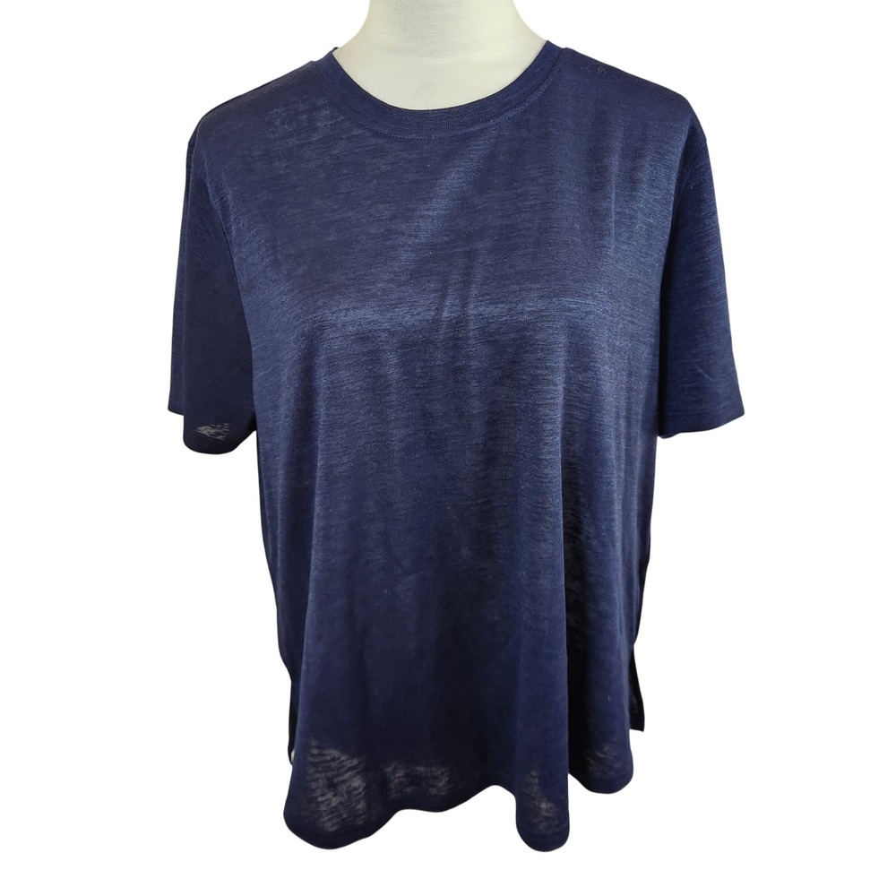 Earth Yoga Sustainable Clothing Navy Blue Viscose‎ Blend Short Sleeve Tee XL